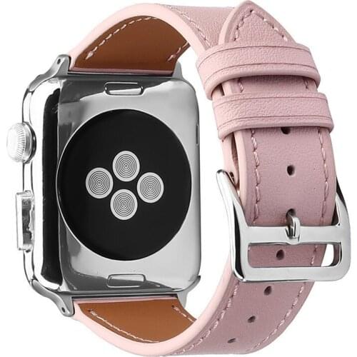 Leather watchbnad for apple watch 4 5 40mm 44mm band pink Bracelet wrist strap for iWatch Series 1/2/3 38mm 42mm women girl