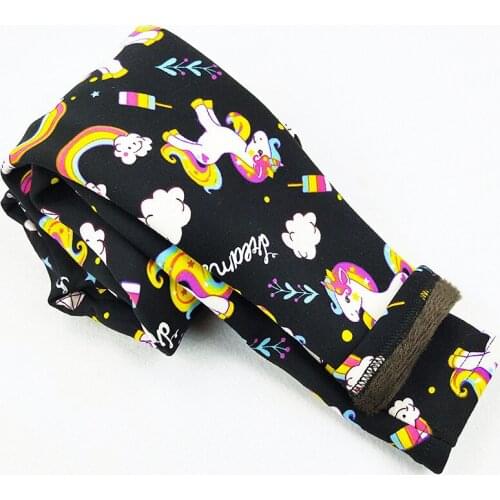 Unicorn Pattern Winter Autumn Thick Warm Kids Girls Leggings Cartoon Children Pants Plus velvet Legging