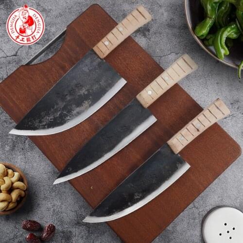 DENGJIA Manual Forging Multi-Purpose Kitchen Knife Sandwiches Two Types of Carbon Steel Layers Household Chef Knife