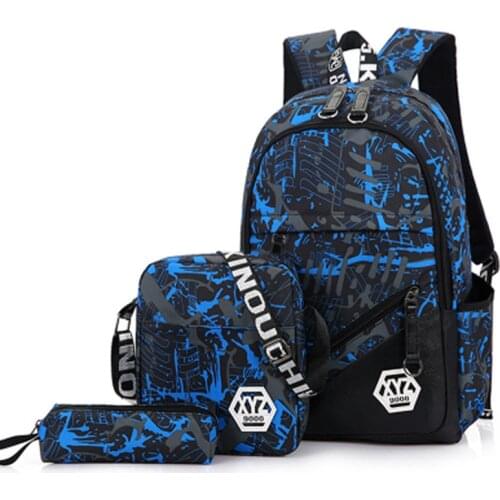 3 pcs/sets 2018 Men Travel Laptop Backpacks Camouflage Printing School Bags Backpack Canvas Schoolbags for Teenage Boys Girls