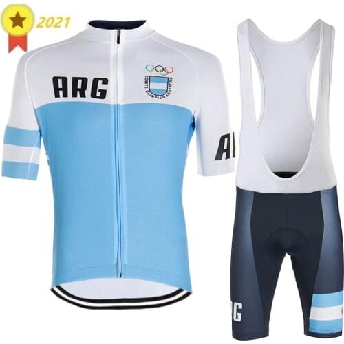 Mens 2021 Argentina Cycling Jersey Set Cycling Clothing Race Suit Bicycle Bib Short MTB Ropa Ciclismo Maillot