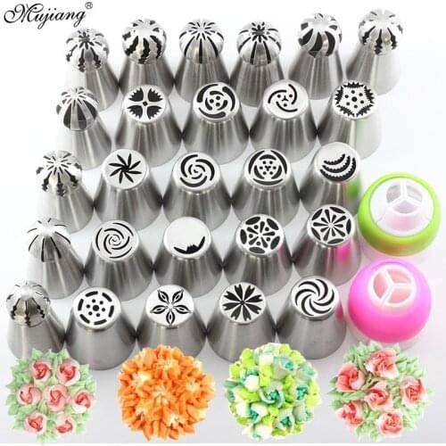 28Pcs Russian Tulip Icing Piping Tips Sphere Ball Nozzles Rose Cream Cupcake Cookie Decorating Pastry Baking Confectionery Tools