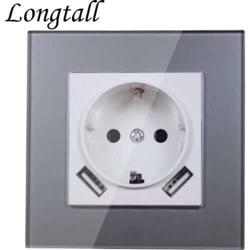 USB Wall Socket charger Free shipping Double USB Port 5V 2A usb wall outlet high quality Silver Acrylic LDS-03