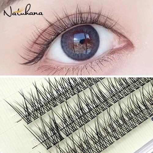 NATUHANA A/M Fish Tail shaped Eyelash Extension 10D/12D Premade Volume False 3D Mink Eyelashes Individual dovetail Lashes