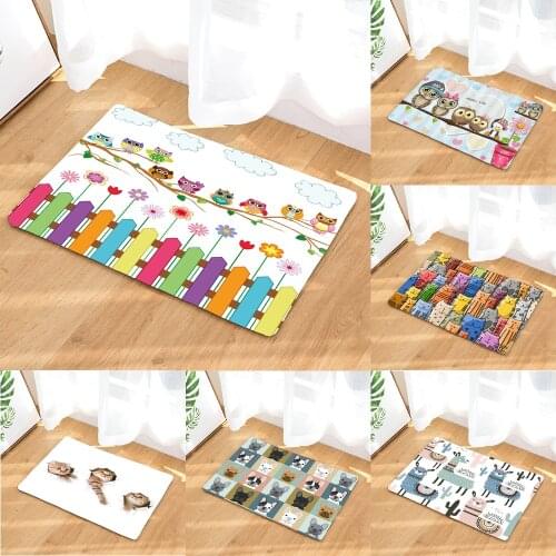 Non-slip Mat 50X80CM Bathroom Floor Mats 3D Print Cute owl Bath Mat Toilet Carpet Flannel Rug Shower Room Rug Floor Mat