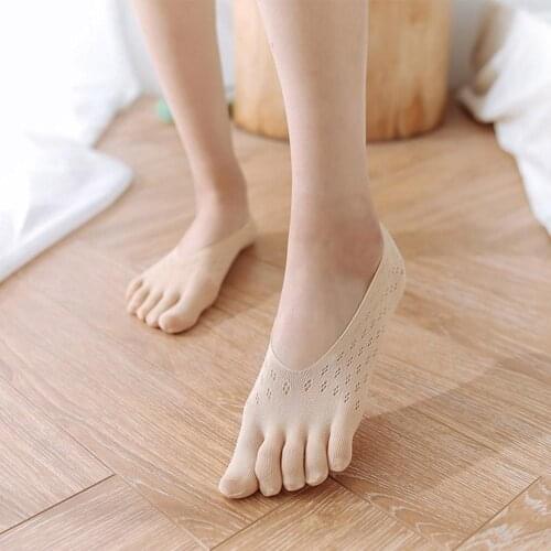 Fashion Summer Thin Toe Sock Slippers Women Lady invisible Five Anti-skid Finger Socks Silicone Z5H5