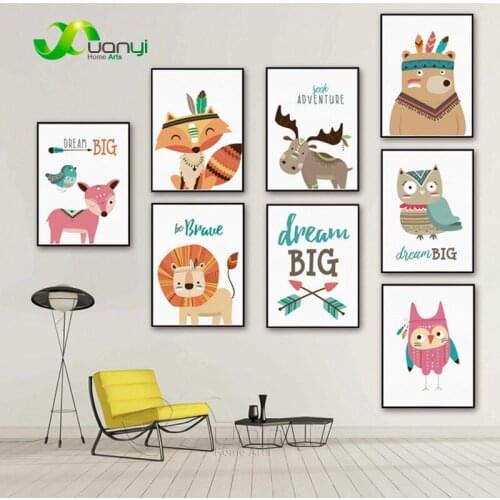 Deer Fox Lion Dream Wall Art Canvas Painting Posters And Prints Nordic Abstract Animals Wall Pictures Kids Room Bedroom Decor