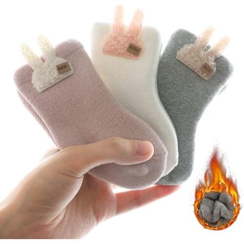 3Pair/Lot Autumn And Winter Baby Socks Terry Thickening Accessories Three-Dimensional Cartoon Childrens Socks Tube Newborn Sock