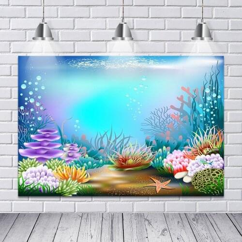 Underwater World Mermaid Backdrop Photography Backdrop Newborn Baby Birthday Party Portrait Backdrop for Photo Studio