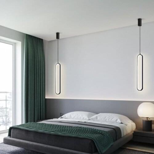 Nordic Simple Modern Led Hanging Lights Bedroom Bedside Lamps Iron Art Hanglamp Living Room Background Wall Cable Pendant Lights