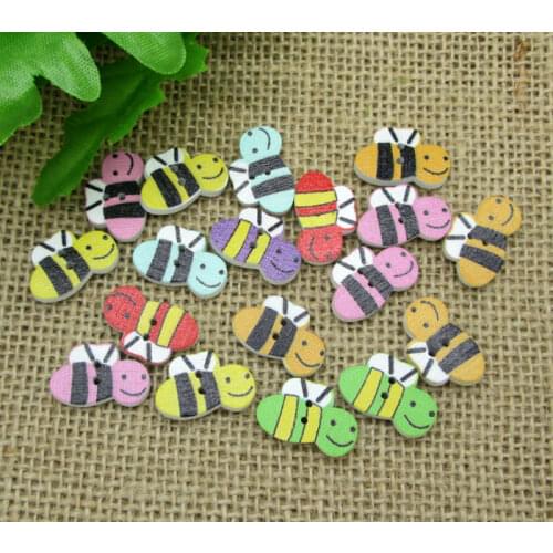 50Pcs Mixed Bees Wood Apparel Sewing Buttons For Clothes Scrapbooking Decorative Handicraft DIY Accessories