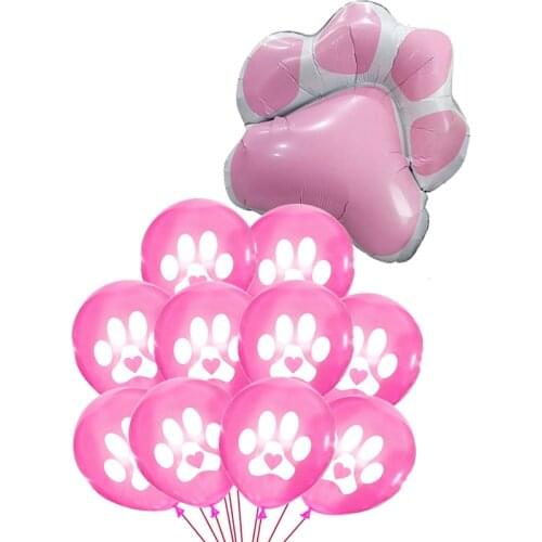 Pink Lets pawty Balloons Lets Pawty Supplies Toy Dog Cat Animals Pet Paws Prints Balloons Dog Happy Birthday Party Decorations