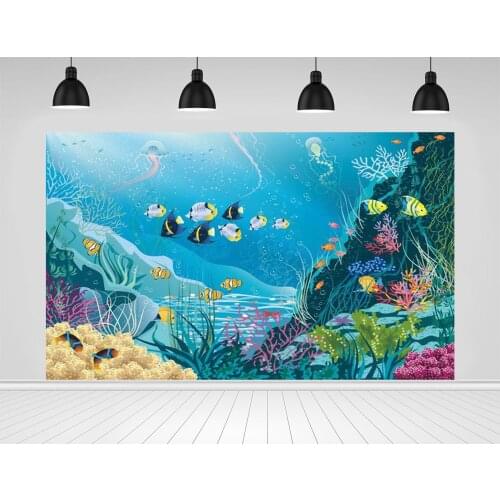 Scopiso Seabed Dolphin Backdrop Underwater World Party Ocean Sea Fish Photography Background Studio Prop Decoration Banner