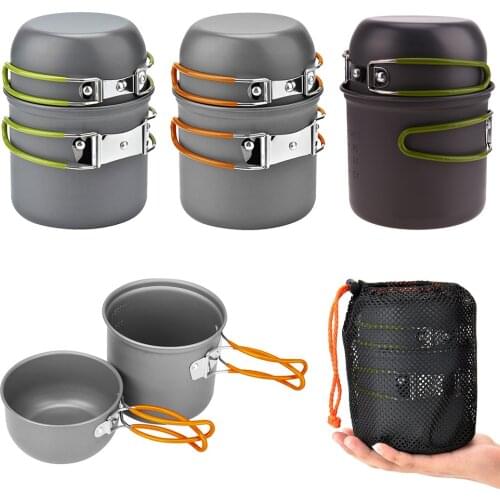 Ultralight Camping Cookware Utensils Outdoor Tableware Set Hiking Picnic Backpacking Camping Tableware Pot Pan 1-2persons