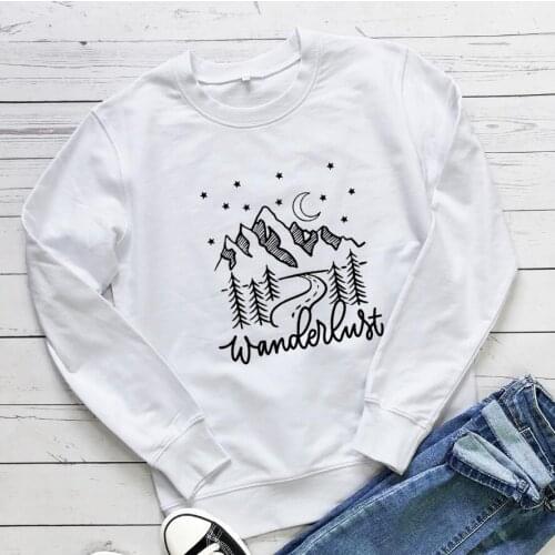 Wanderlust women sweatshirt Gift For Traveler Sweats street style Unisex Grunge Vintage aesthetic Pullovers art Tops