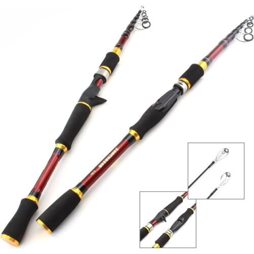 1.8m -2.7m Red lure fishing Rod carbon rod 7-28g Lure Weight Spinning Casting Rod Portable Travel Telescopic Fishing Rod Pole