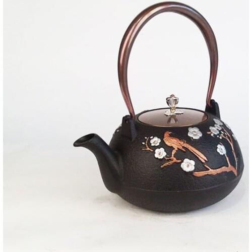 Japanese High quality Cast Iron Teapot Induction Cooker Kettle With Strainer Tea Pot Oolong Tea Coffee Maker Office Tea set 1.2L