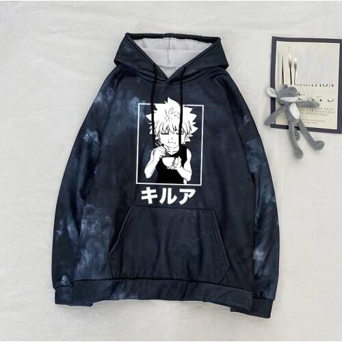 Japanese Anime Funny Killua HxH Hoodies Japan Style Hunter X Hunter Sweatshirts Tie-dye Hoodie Pullover