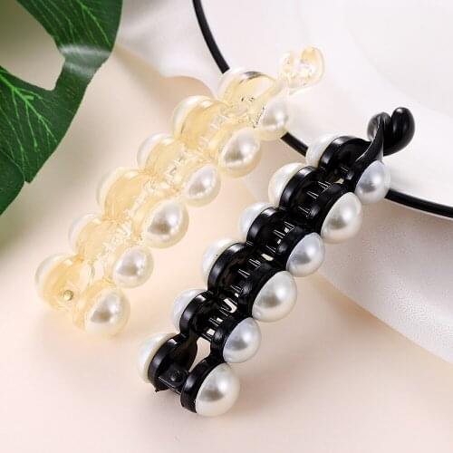 Korean Version of Ins New Fashion Popular Temperament Girl Pearl Hairpin Banana Clip Hair Accessories Ponytail Ladies Gift