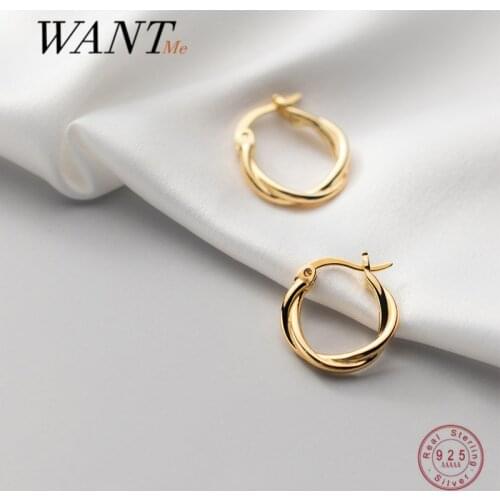 WANTME Genuine 925 Sterling Silver Bohemian Braided Knotted Hoop Earrings for Women Korean Style Charming Party Wedding Jewelry