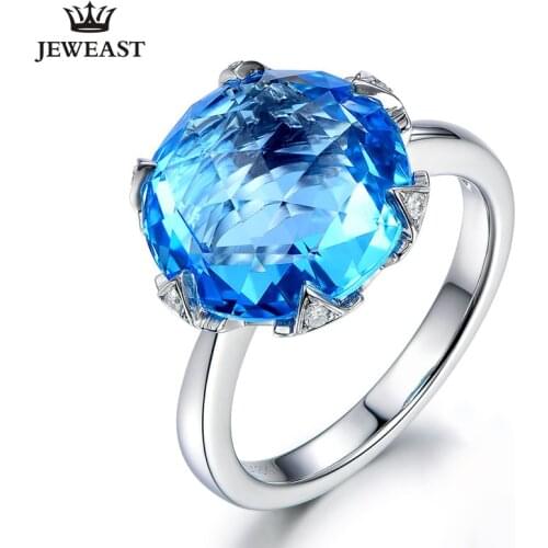 ML Natural topaz 18K Pure Gold 2020 New Hot Selling Top Ring Women Heart Shape Ring For Ladies Woman Genuine Jewelry