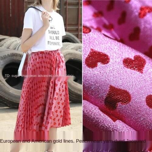 Gold silk color luxury love yarn-dyed jacquard garment fabric, sewing fabric factory shop is not out of stock