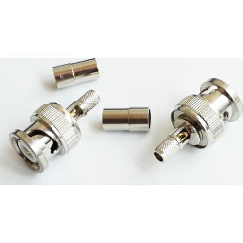 1X Pcs Q9 BNC Male Window Plug RF Coax Connector Socket Crimp for LMR195 RG58 RG142 RG223 RG400 Cable RF Coaxial Straight Nickel