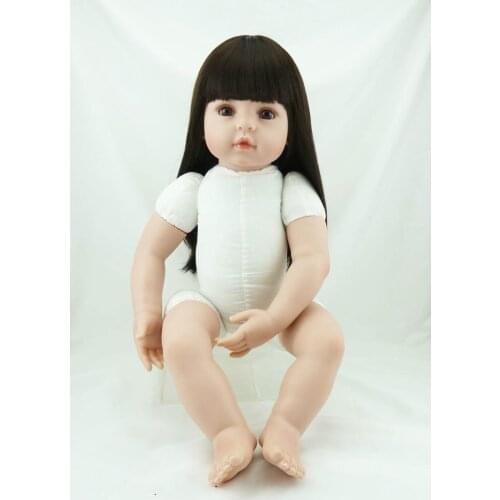 22 Inch Reborn Baby Girl Doll Naked Doll with Long Hair Babies DIY Toy Model New Year Gift Girls Birthday Christmas Toys