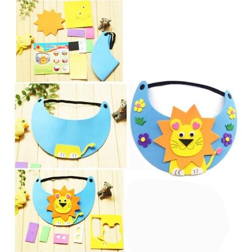 5pcs/lot Handmade Sunhat Children Patry Hat Animal Hat Creative DIY Handcraft Toys Paste Cap Kindergarten Game Toys