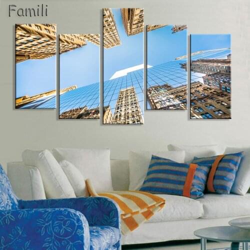 5 Piece Modern Wall Canvas Painting New York Empire State Building Night Home Decorative Art Picture Paint on Canvas Prints