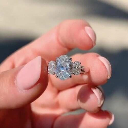 925 Sterling Silver Sparkling Oval 5A Zircon Diamond Wedding Rings For Women Enagegment Fine Jewelry Gift