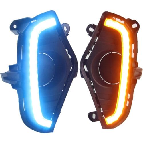 RAV4 Car Turn Signals LED Daytime Running Light With Fog Lamp Hole For Toyota RAV 4 2019 2020 White Yellow Blue 3Colors Light