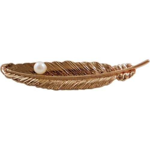 Free shipping 6pcs/lot fashion jewelry accessories metal imitation pearl feather hairclip