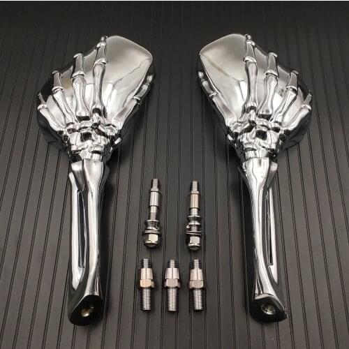 Motorbike Skull Skeleton Hand Motorcycle Rearview Side Mirrors For Honda Kawasaki Suzuki Yamaha Harley Cruiser Softail Sportster