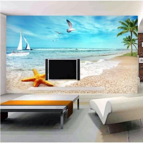Large Murals 3D Photo Mural Wallpaper Sea Landscape for Living Room Bedroom