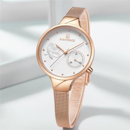 NAVIFORCE Watches Womens Brand Top Luxury Waterproof Quartz Ladies Wrist Watch Date Display Clock Gift For Wife Relogio Feminino