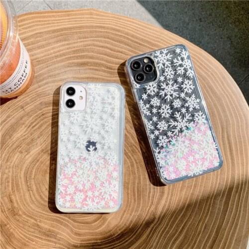 Winter snowflakes quicksand beautiful phone case For iphone 11 Pro Max 7 8 Plus X 10 XS Max XR phone cover girls christmas gift