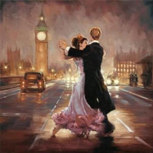 Decorative art Romance in the London City hand painted modern portraits paintings oil on canvas for wall decor