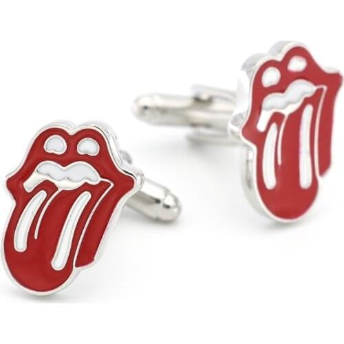 Rock And Roll Design Red Lip Cufflinks For Men Quality Brass Material Red Color Cuff Links Wholesale&retail