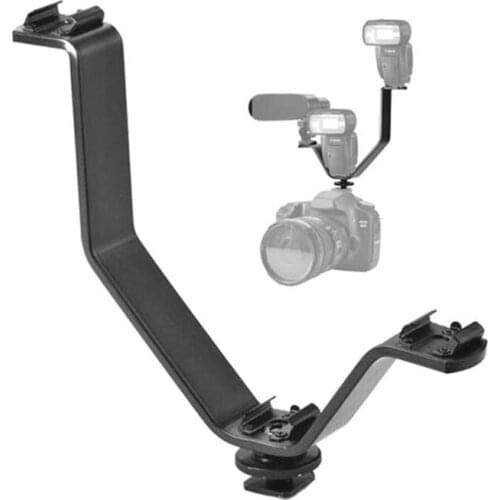 Hot Sale Mount Bracket Skillful Manufacture Portable Camera Triple Hot Shoe V Mount Flash Bracket for LED Lights Mic Monitor