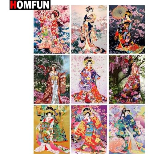 HOMFUN Full Square/Round Drill 5D DIY Diamond Painting "Japanese beauty" 3D Diamond Embroidery Cross Stitch Home Decor Gift