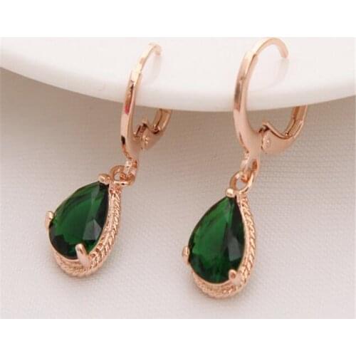 Nice Shipping New Fashion Women/Girls Gold Color white/pink/purple/green CZ Dangle Earrings Jewelry