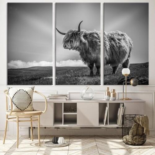 Highlander Cow Canvas Paintings Scotland Animals Wall Art Prints for Room Decor Pictures and Posters for Bedroom Home Decoration