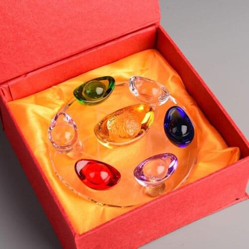 Chinese Colorful Crystal Ingot Decorations Seven Stars Array Color Ingot Crafts Home Office Decoration Desk Decoration