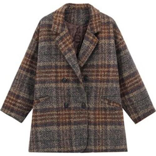 Lovepeapomelo Women's Plaid Coats