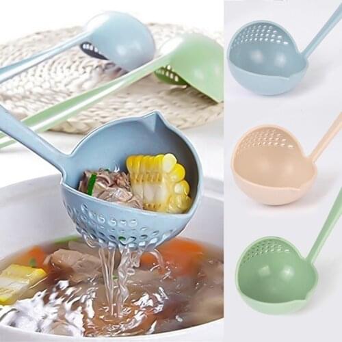 Long Handle Soup Spoon 2 In 1 Colander Plastic Scoop Strainer Porridge Filter Skimmer Ladle Kitchen Kitchen Cooking Utensil