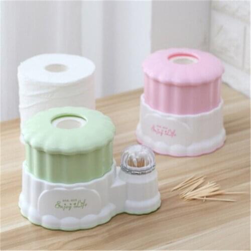 Multifunction 2 In 1 Roll Paper Box With Toothpick Holder Telescopic Roll Paper Holder Tissue Box Cotton Swabs Organizer
