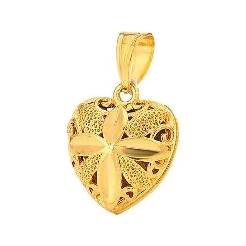Fashion Heart-Shaped Necklace Pendant 18K Gold Women Wedding Engagement Jewelry Yellow Gold Clavicle Chain Pendant for Necklace