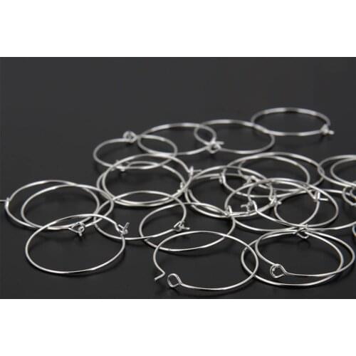 20Pcs/Lot Stainless Steel Fashion Round Earrings Hoops Circle Ear Wires Hooks DIY For Jewelry Making Accessories Findings