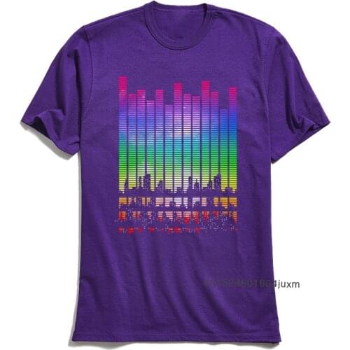Music City T Shirt Men Purple Tshirt Cotton Fabric Student Short Sleeve Tops Tees Print T-shirts Discount O Neck Streetwear